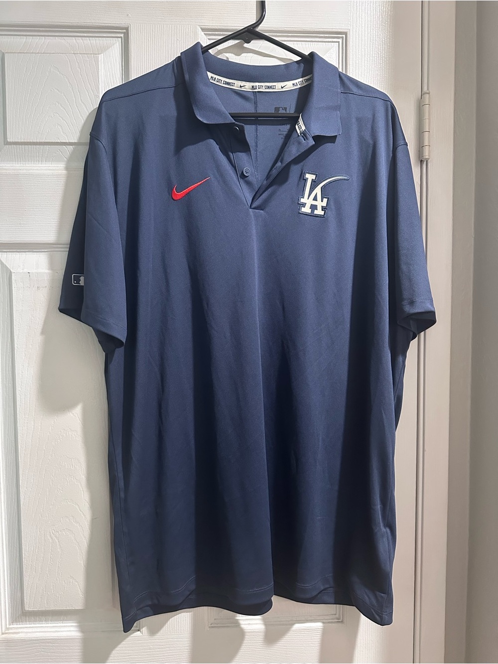 MLB Los Angeles Dodgers Navy Polo with Red Nike Swoosh